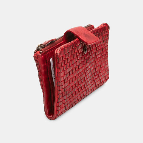 Cartera de mujer en cuero trenzado, Rojo Cartera de mujer en cuero trenzado, Rojo